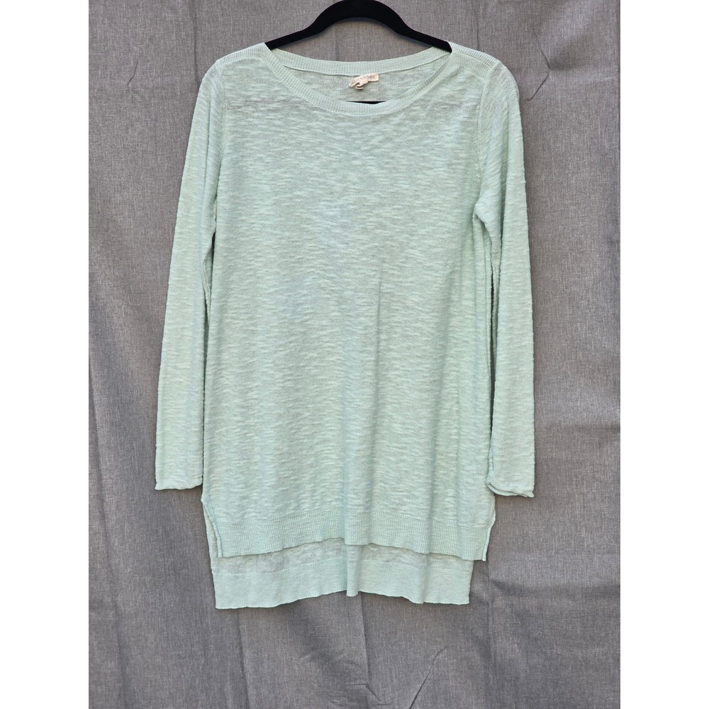 Eileen Fisher Organic Linen Cotton Knit Tunic Sweater Light Green Small S/P